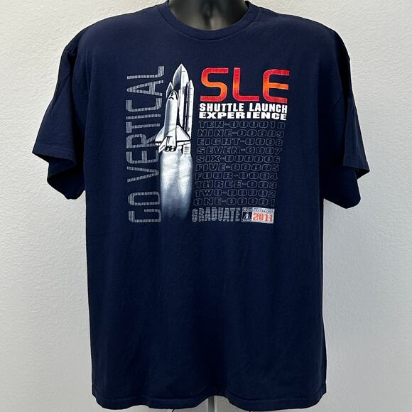 NASA SLE Graduate T Shirt Space Shuttle Launch Experience 2011 Blue XL X-Large - Picture 2 of 7
